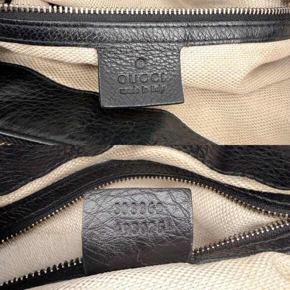 Gucci Black Pebbled Leather Soho Medium GG Tassel 2-Way Zip Top Shoulder Bag - Picture 10 of 11